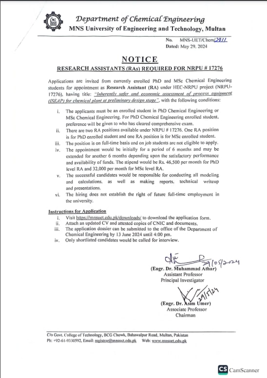 Research Assistant Required for NRPU # 17276